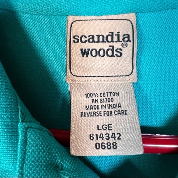 SCANDIA WOODS Polo Long Sleeve Shirt. Size Large, turquoise. Cotton piqued - Picture 7 of 9